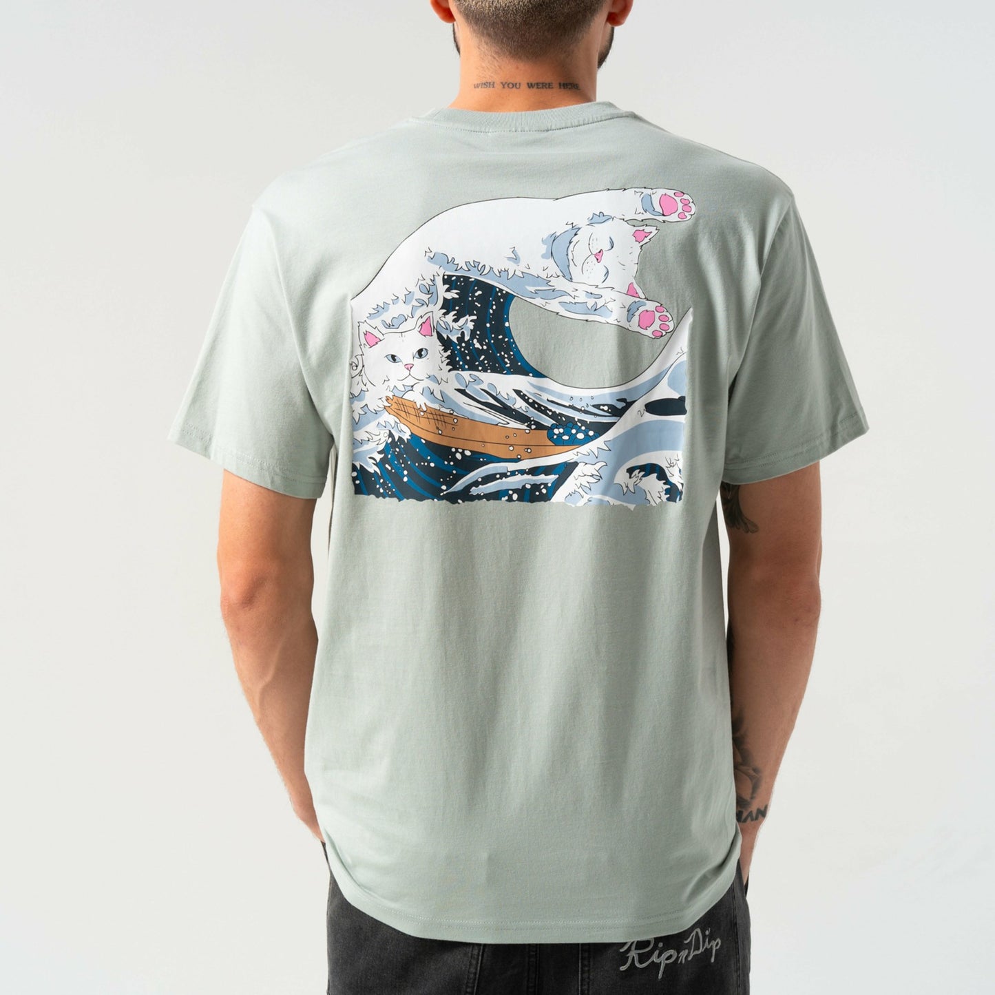 Great Wave Tee (Sage Grey) - Ripndip