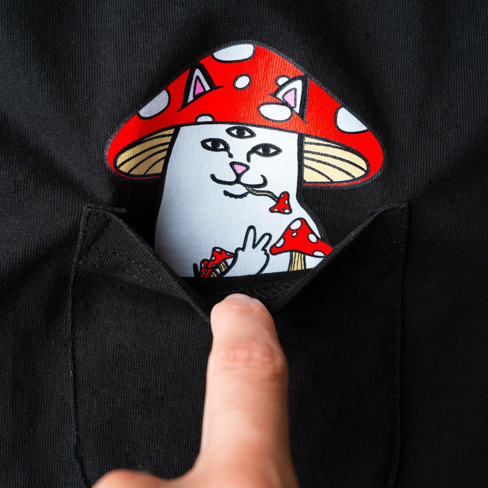 Hemper Enlightened Nermal Pocket Tee (Black) - Ripndip