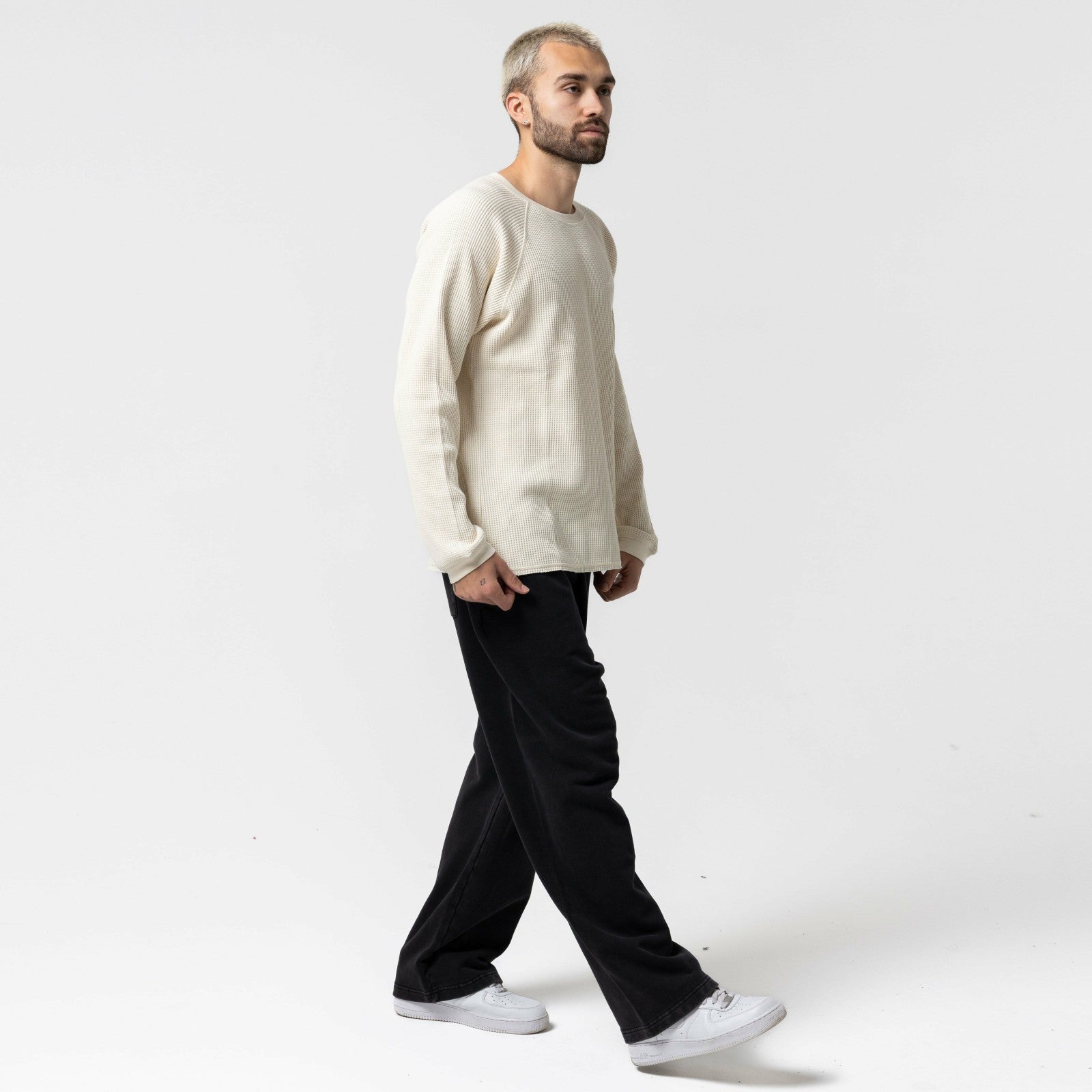 Castanza Waffle Knit Long Sleeve (Off-White) - Ripndip