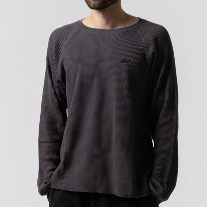Castanza Waffle Knit Long Sleeve (Charcoal) - Ripndip