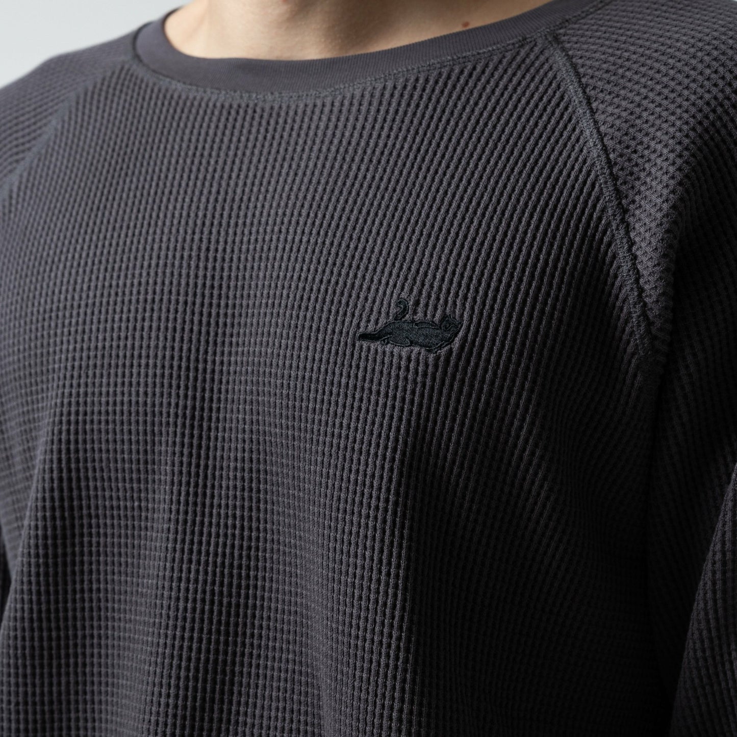 Castanza Waffle Knit Long Sleeve (Charcoal) - Ripndip