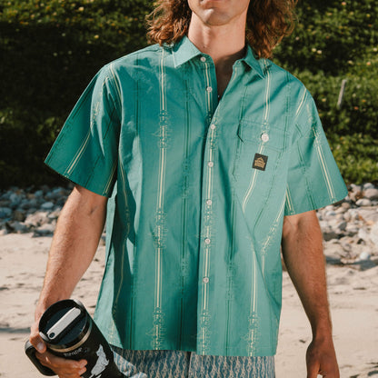 Melted Striped Button Up (Teal) - Ripndip