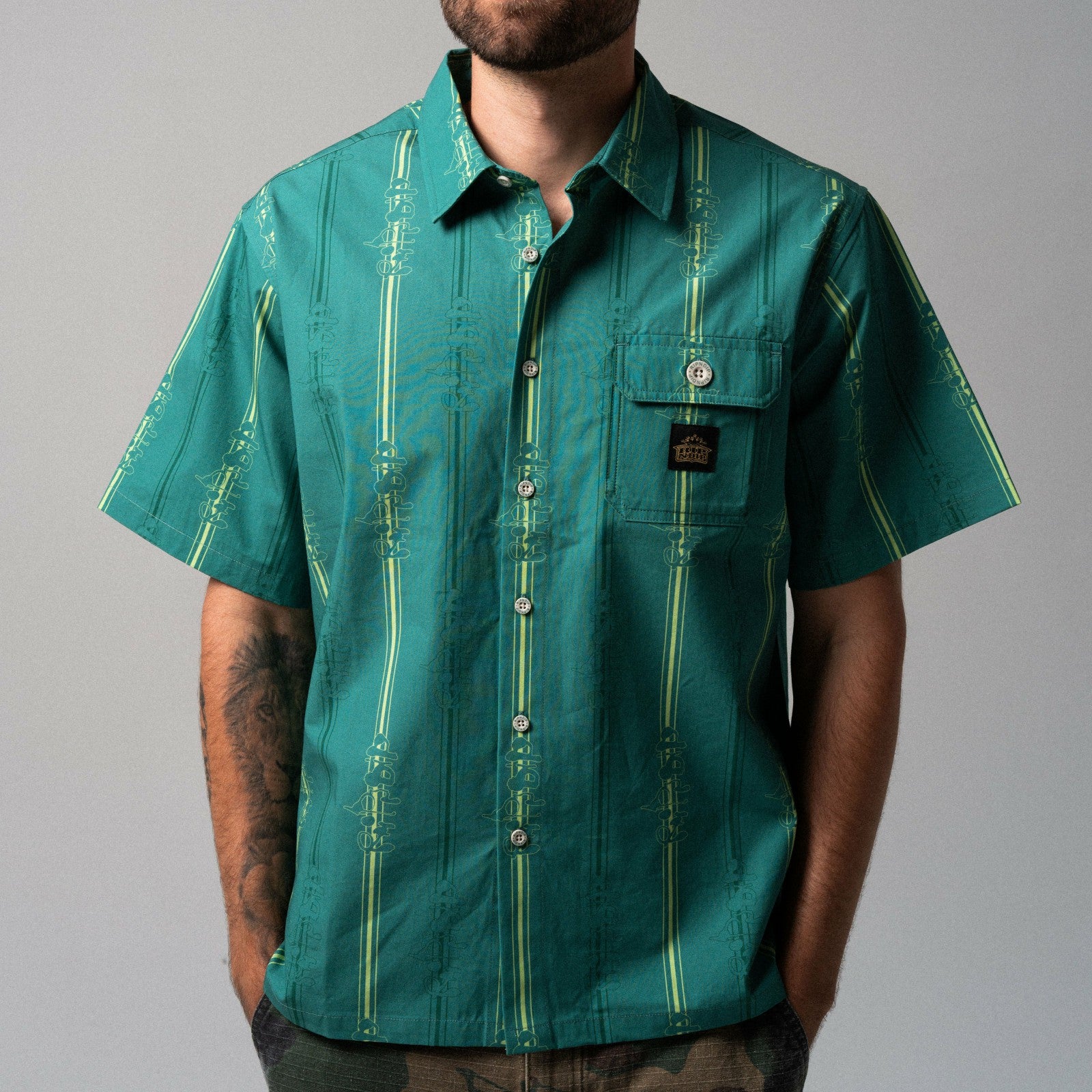 Melted Striped Button Up (Teal) - Ripndip