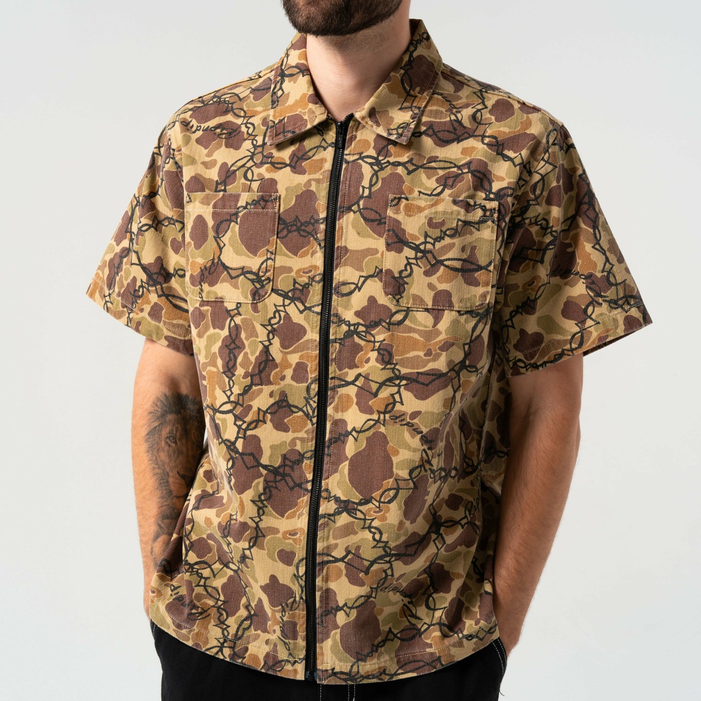 Wired Zip Up Shirt (Tan) - Ripndip