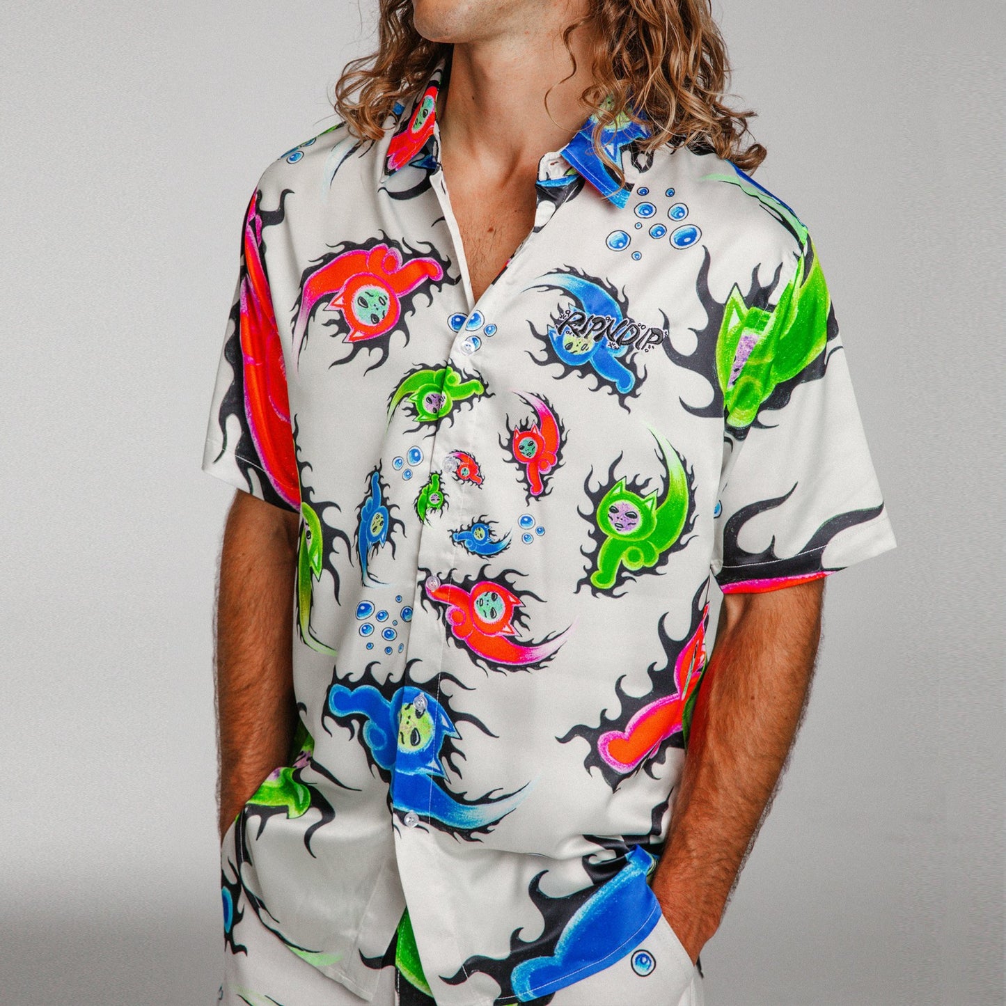 Ember Short Sleeve Button Up (Dusty Grey) - Ripndip