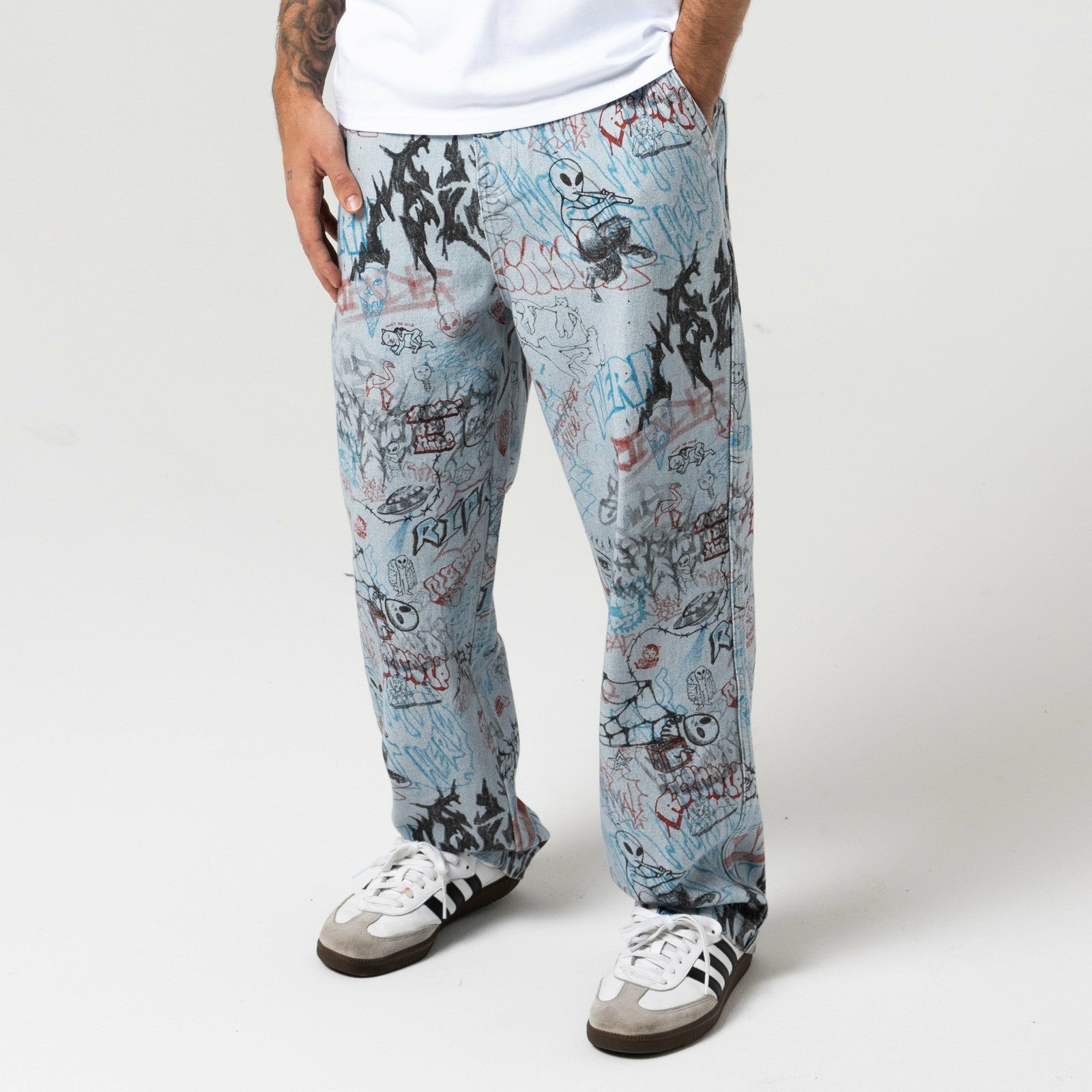 Marker Wide Fit Pants (Light Wash Denim) - Ripndip