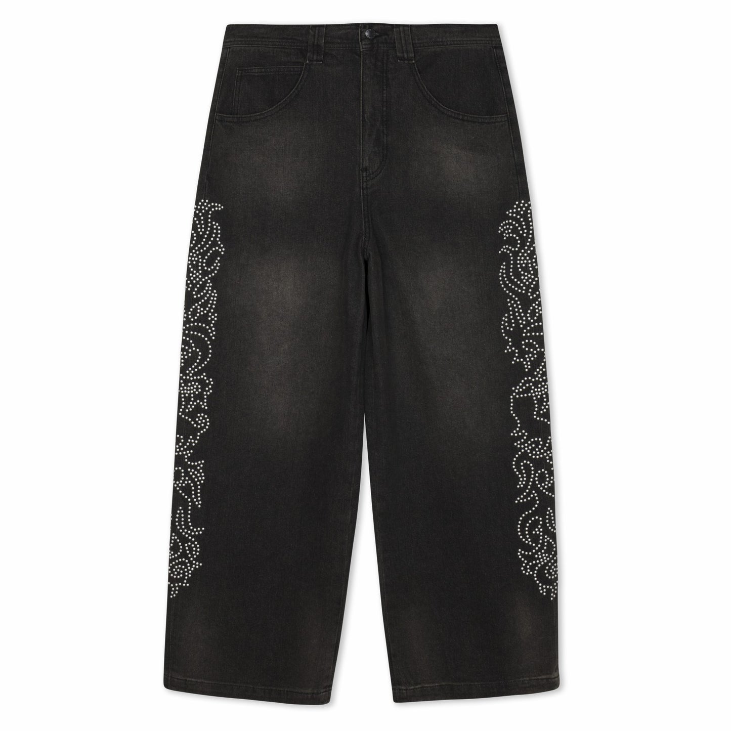 Pretty Flacko Extra Wide Leg Pants (Black Vintage Wash Denim) - Ripndip