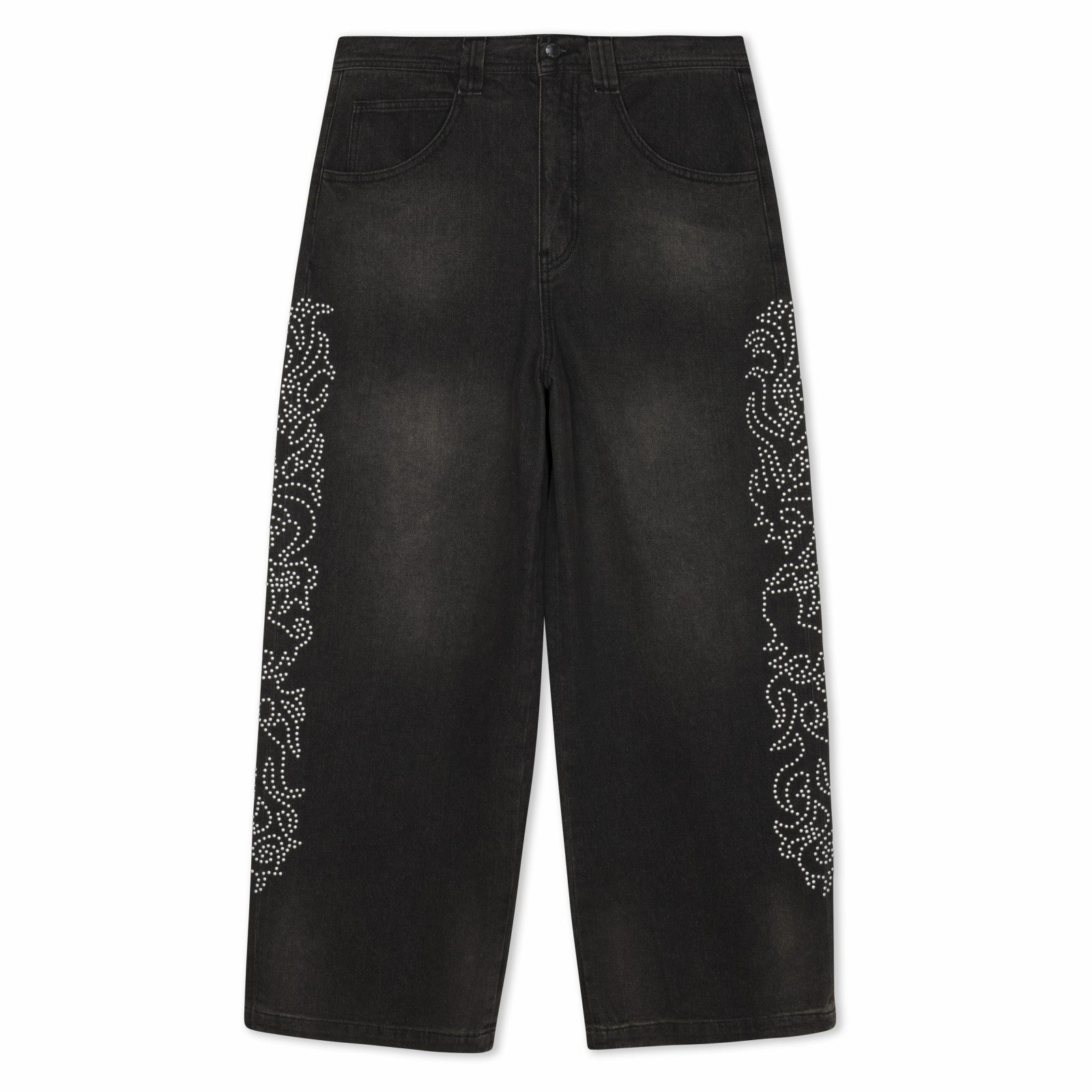 Pretty Flacko Extra Wide Leg Pants (Black Vintage Wash Denim) - Ripndip