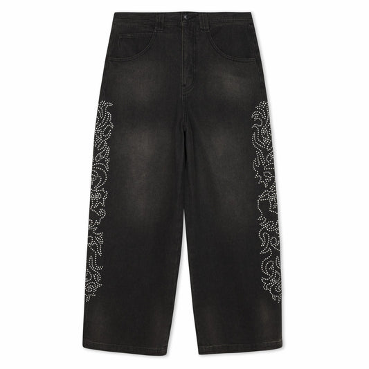 Pretty Flacko Extra Wide Leg Pants (Black Vintage Wash Denim) - Ripndip