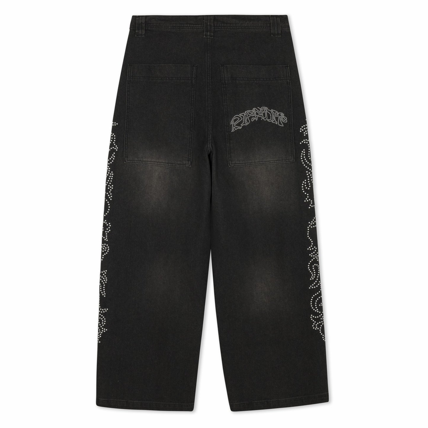 Pretty Flacko Extra Wide Leg Pants (Black Vintage Wash Denim) - Ripndip