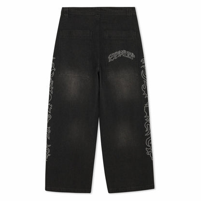 Pretty Flacko Extra Wide Leg Pants (Black Vintage Wash Denim) - Ripndip