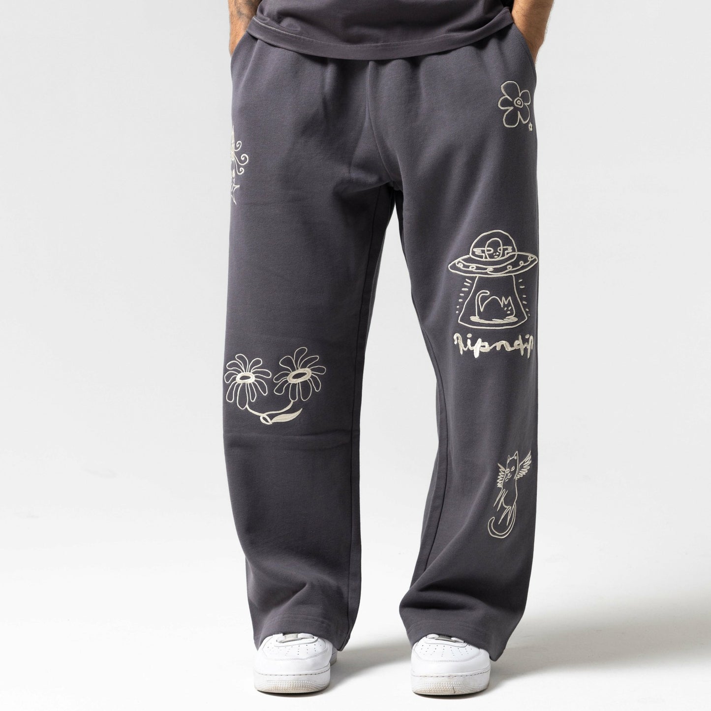 Blonded Straight Leg Sweatpants (Charcoal) - Ripndip