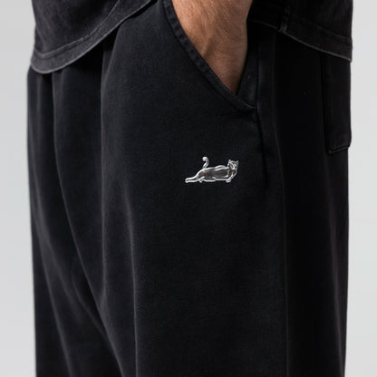 Castanza Straight Leg Sweatpants (Black Vintage Wash) - Ripndip