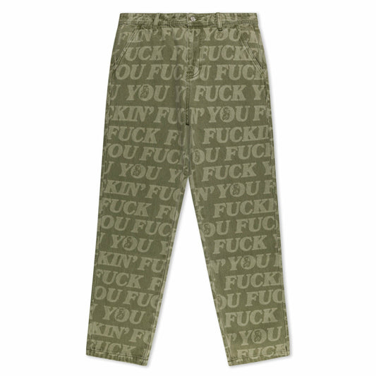 F.U.F.F. Washed Denim Pants (Light Olive Denim) - Ripndip