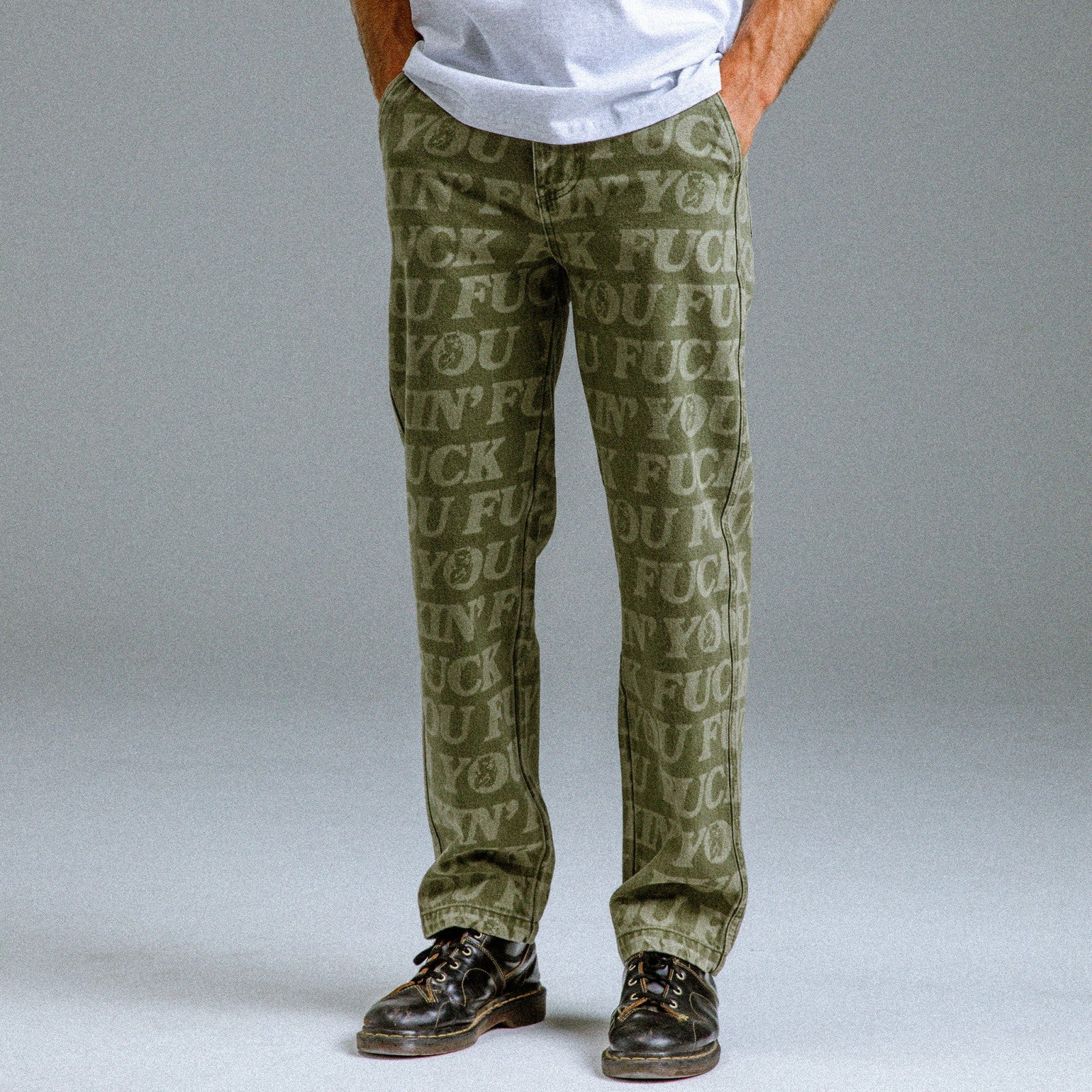 F.U.F.F. Washed Denim Pants (Light Olive Denim) - Ripndip