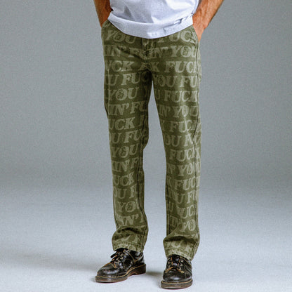 F.U.F.F. Washed Denim Pants (Light Olive Denim) - Ripndip