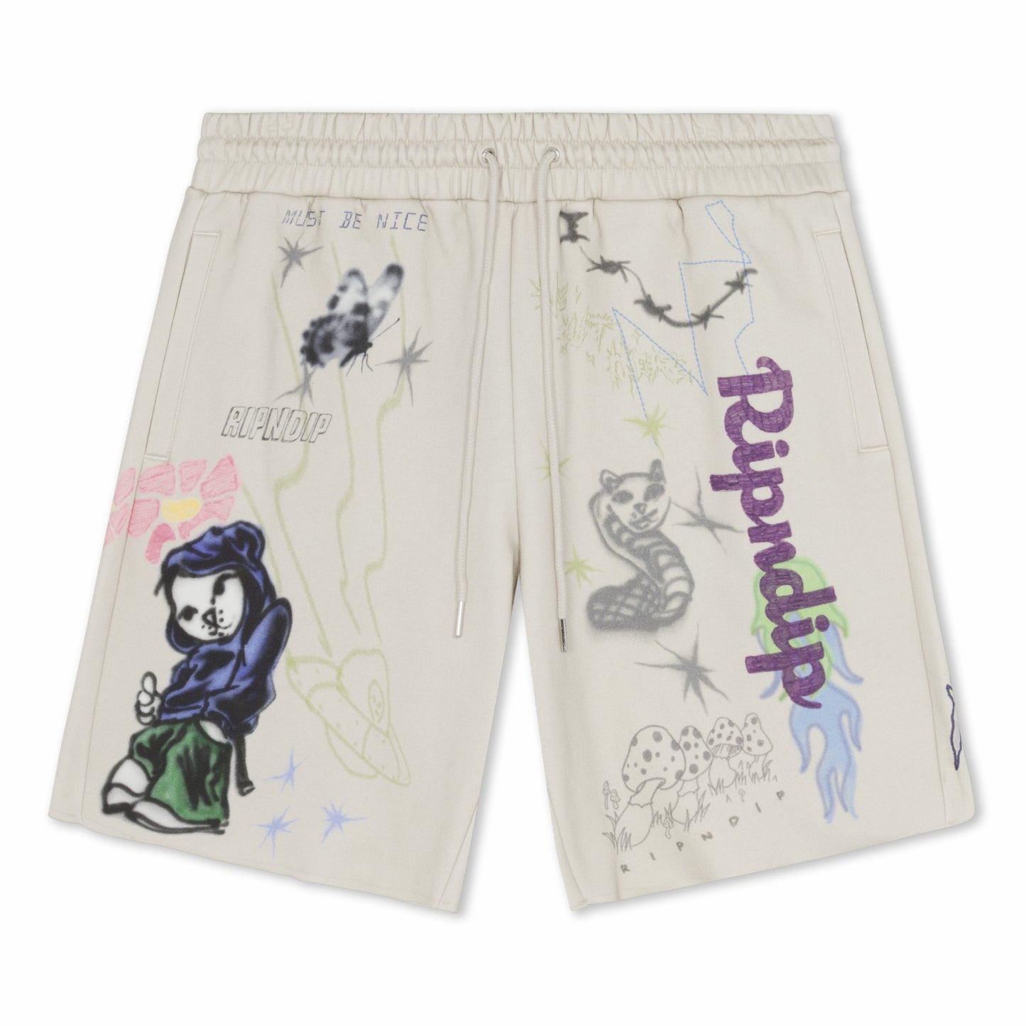 Goosebumps Raw Edge Sweat Shorts (Bone) - Ripndip