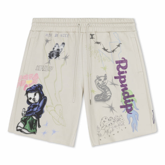 Goosebumps Raw Edge Sweat Shorts (Bone) - Ripndip