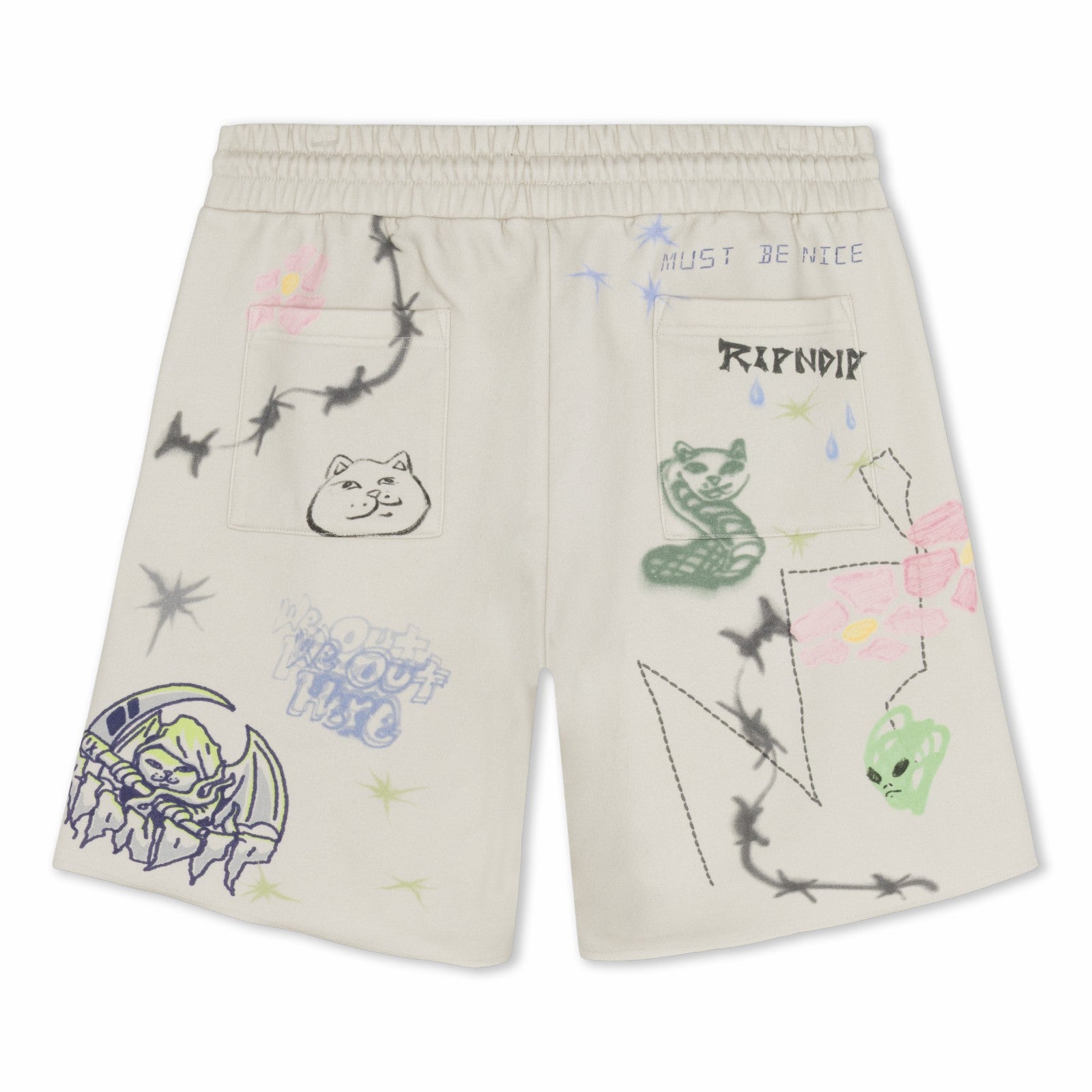 Goosebumps Raw Edge Sweat Shorts (Bone) - Ripndip