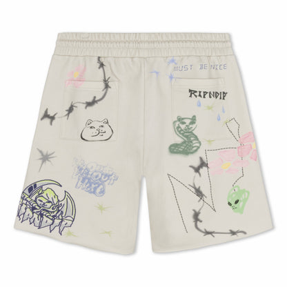 Goosebumps Raw Edge Sweat Shorts (Bone) - Ripndip
