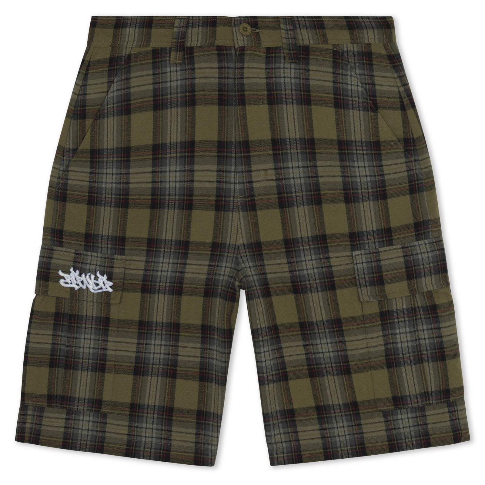 Hansen Wide Fit Cargo Shorts (Olive Plaid) - Ripndip