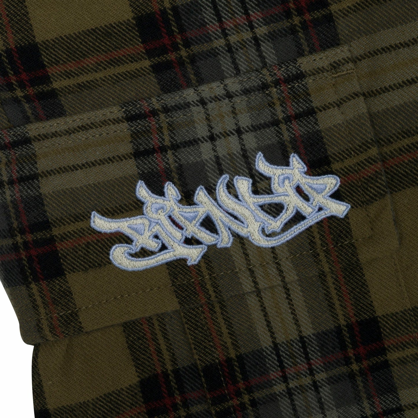 Hansen Wide Fit Cargo Shorts (Olive Plaid) - Ripndip