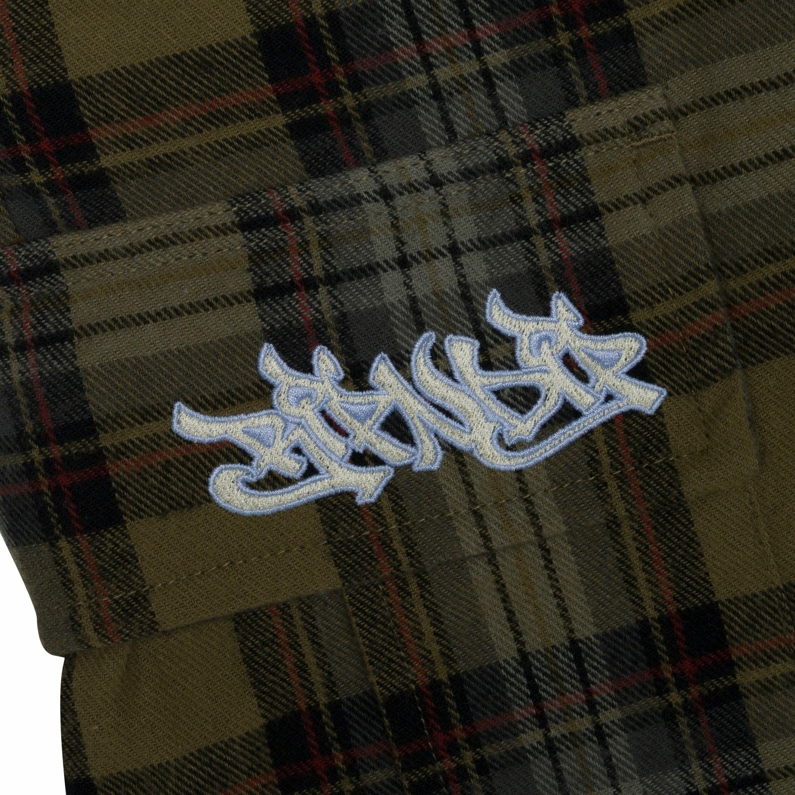 Hansen Wide Fit Cargo Shorts (Olive Plaid) - Ripndip