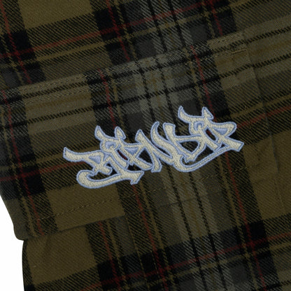 Hansen Wide Fit Cargo Shorts (Olive Plaid) - Ripndip