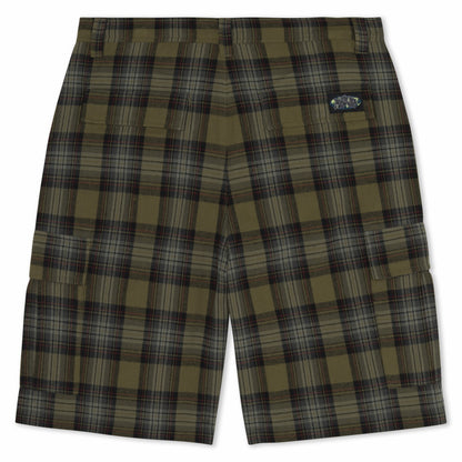 Hansen Wide Fit Cargo Shorts (Olive Plaid) - Ripndip