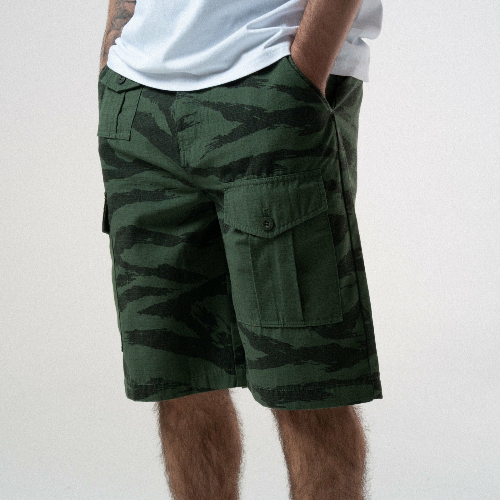 A Team Camo Cargo Shorts (Military Green) - Ripndip