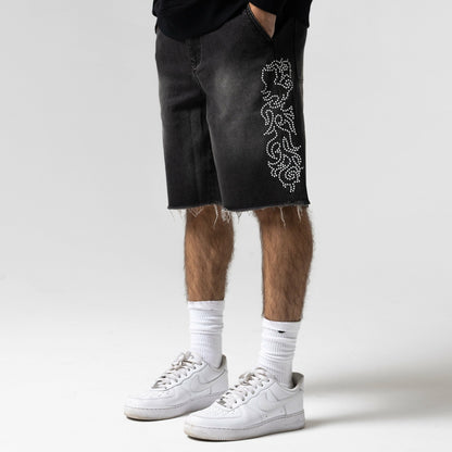 Pretty Flacko Denim Shorts (Black Vintage Wash Denim) - Ripndip