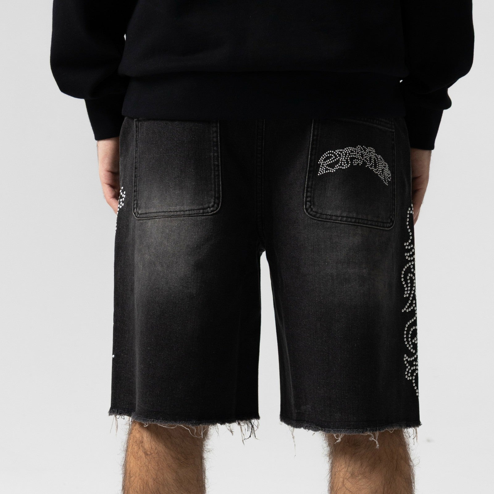Pretty Flacko Denim Shorts (Black Vintage Wash Denim) - Ripndip