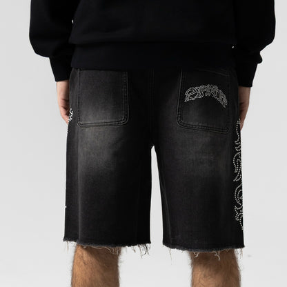Pretty Flacko Denim Shorts (Black Vintage Wash Denim) - Ripndip