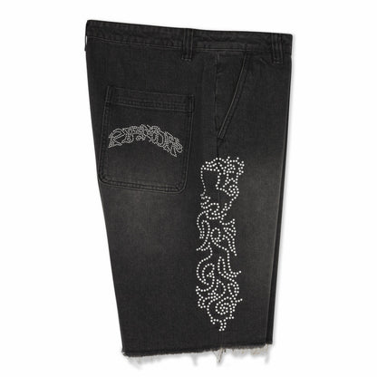 Pretty Flacko Denim Shorts (Black Vintage Wash Denim) - Ripndip