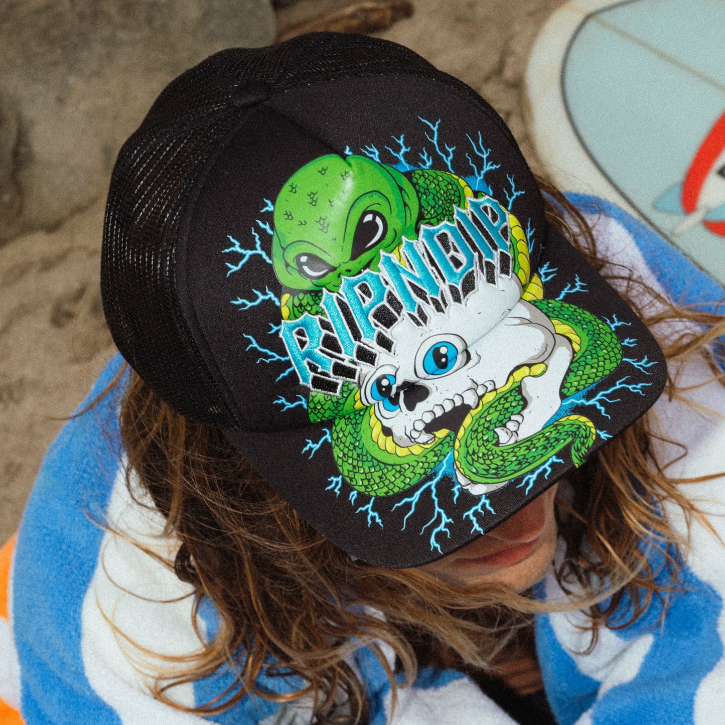 Skull and Bones Trucker Hat (Black) - Ripndip