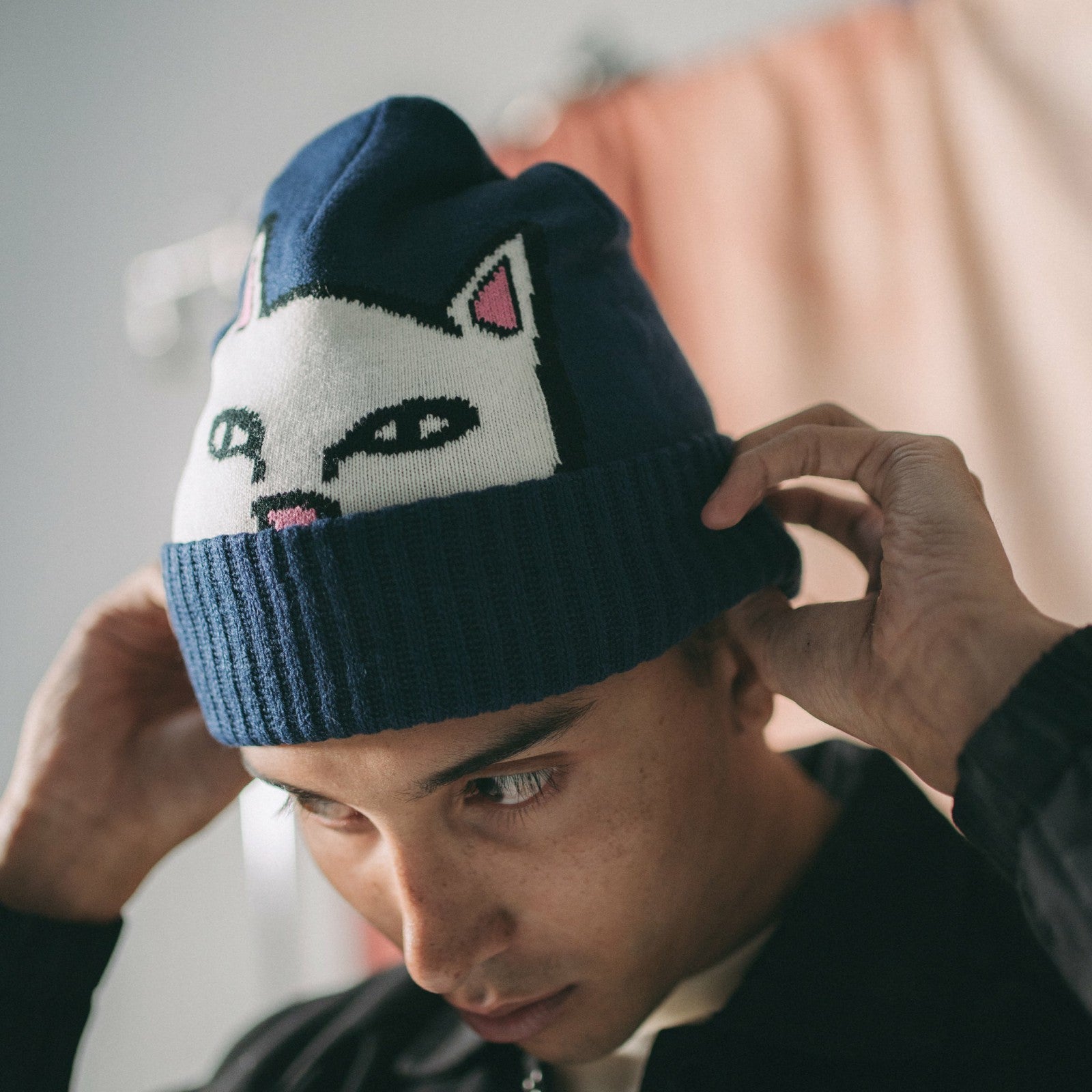 Peeking Nermal Beanie (Dark Slate) - Ripndip