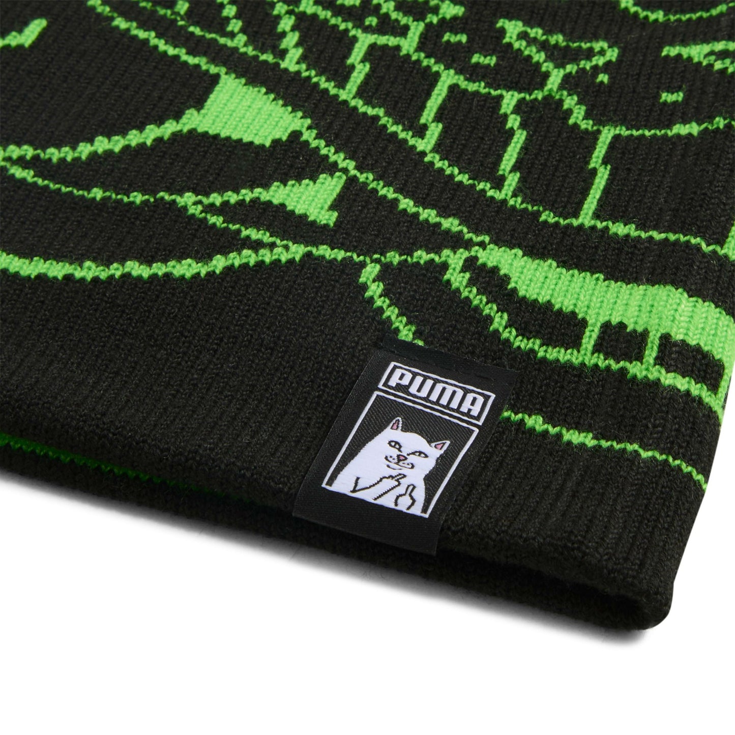 PUMA x RIPNDIP Reversable Skull Beanie (PUMA Black-Fluro Green Pes) - Ripndip
