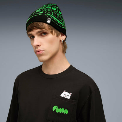 PUMA x RIPNDIP Reversable Skull Beanie (PUMA Black-Fluro Green Pes) - Ripndip