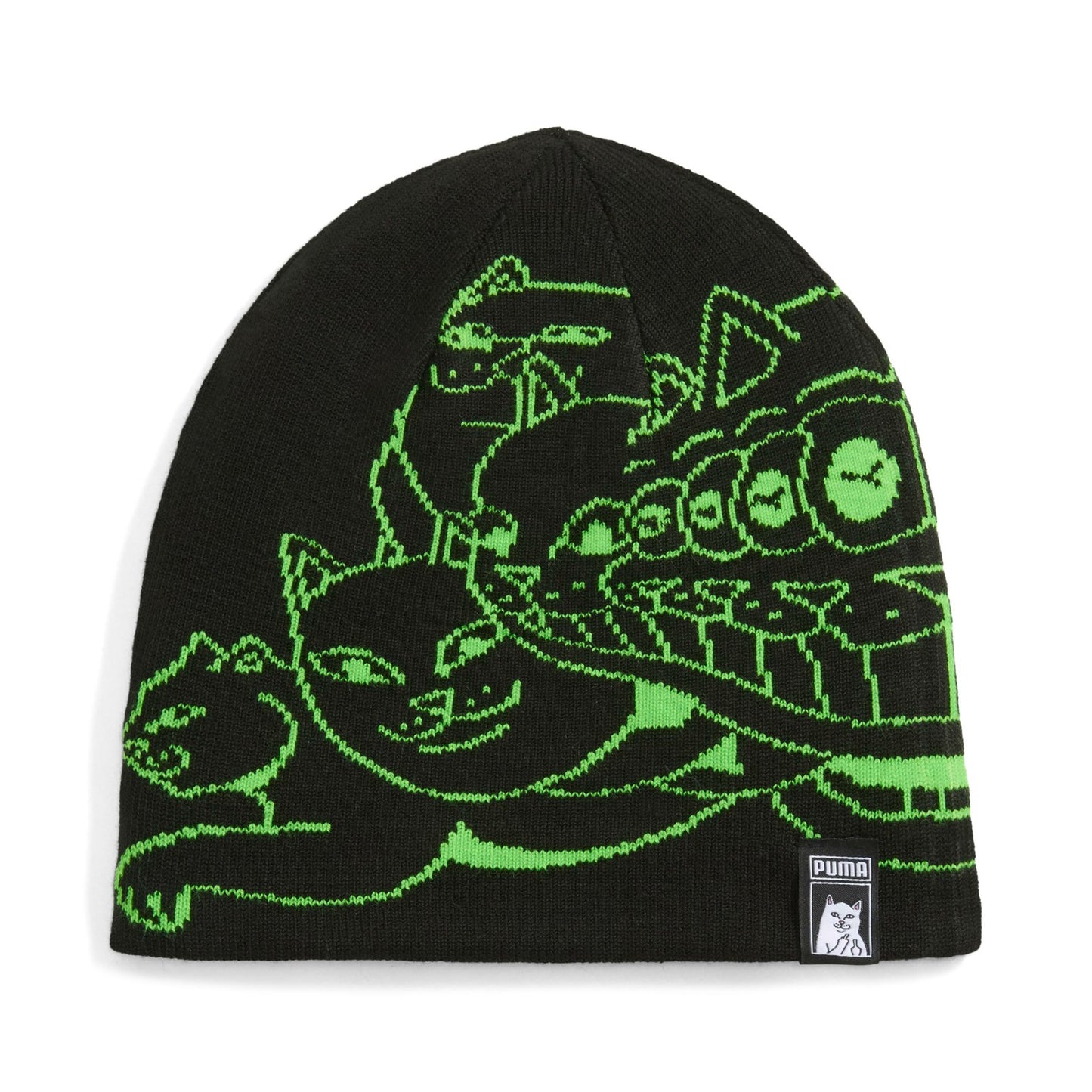 PUMA x RIPNDIP Reversable Skull Beanie (PUMA Black-Fluro Green Pes) - Ripndip