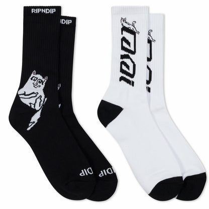 Lakai + Ripndip Lord Nermal Socks 2 Pack (Black/White) - Ripndip