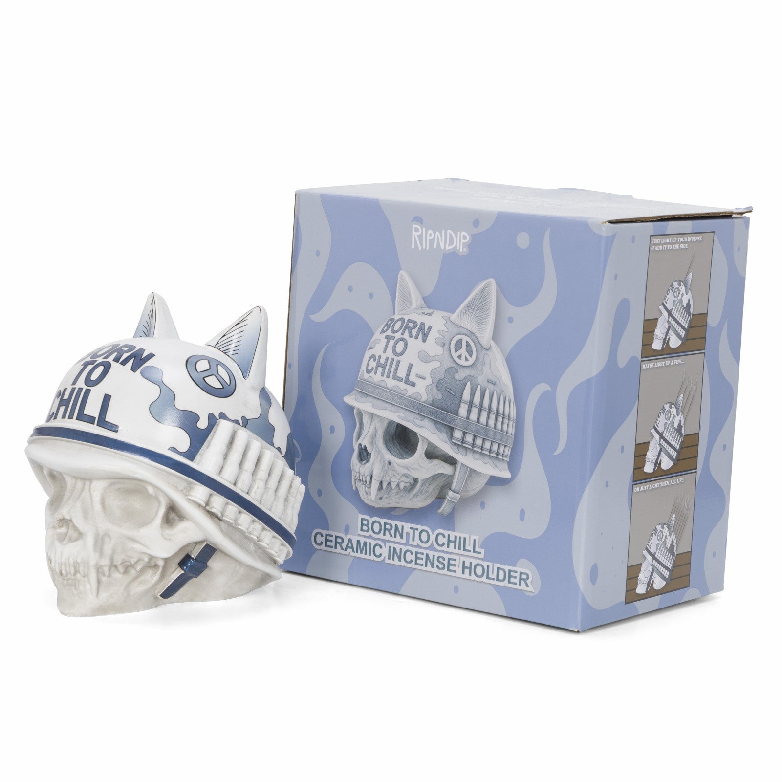 Born To Chill Ceramic Incense Holder (Indigo) - Ripndip