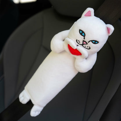 Nermal Loves Seat Belt Cover (White) - Ripndip