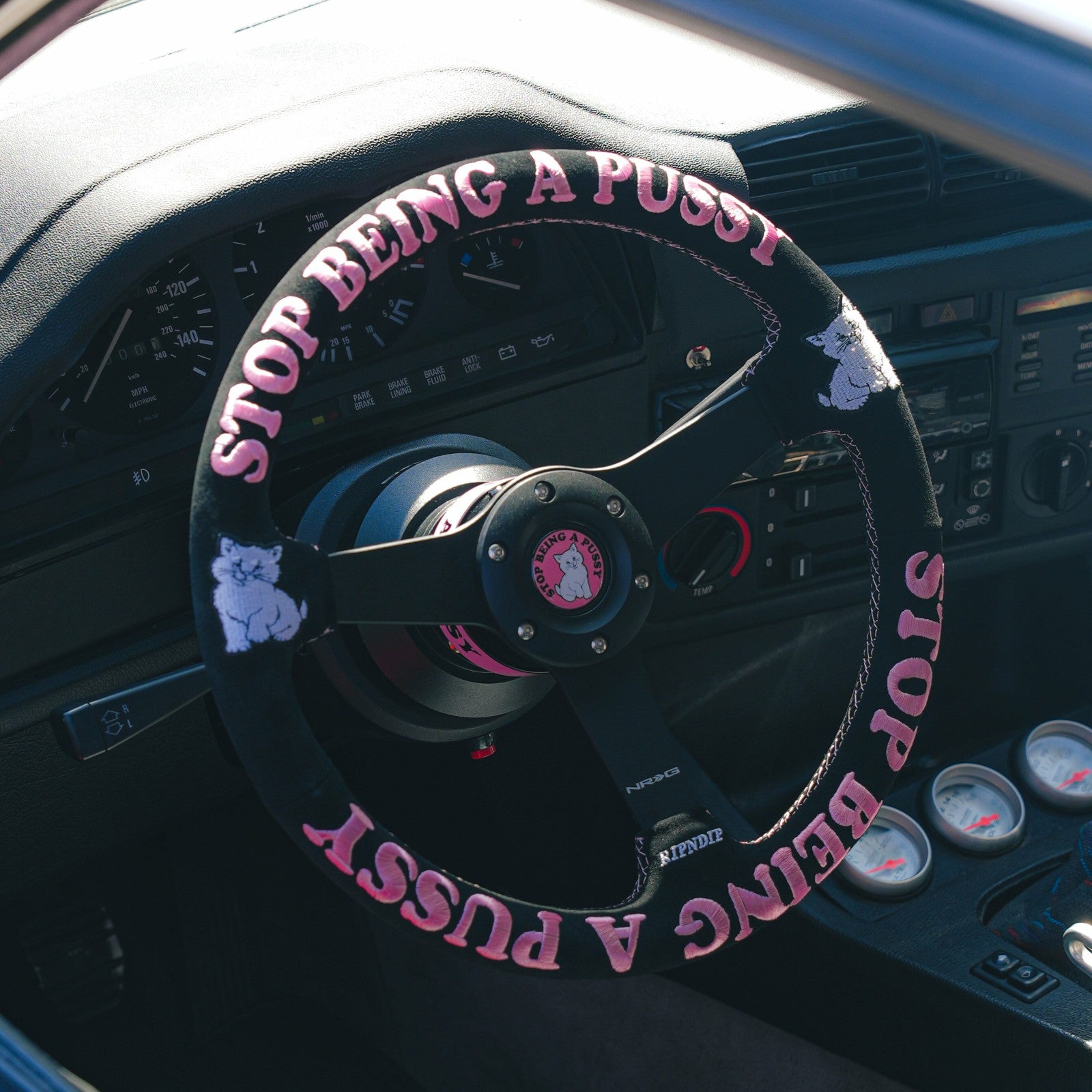 Ripndip x NRG Stop Being A Pussy Steering Wheel (Black / Pink) - Ripndip