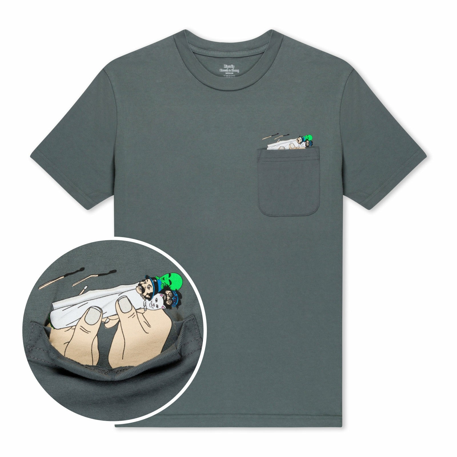 Roll Me Up Pocket Tee (Charcoal) - Ripndip