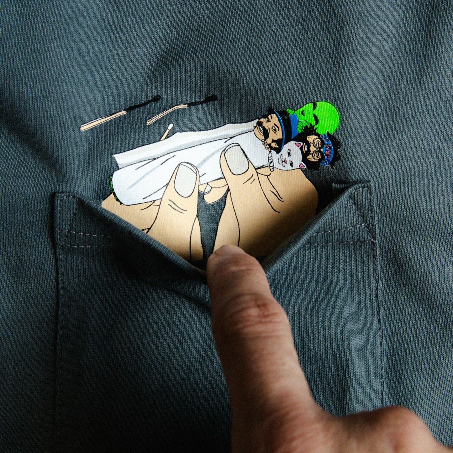 Roll Me Up Pocket Tee (Charcoal) - Ripndip