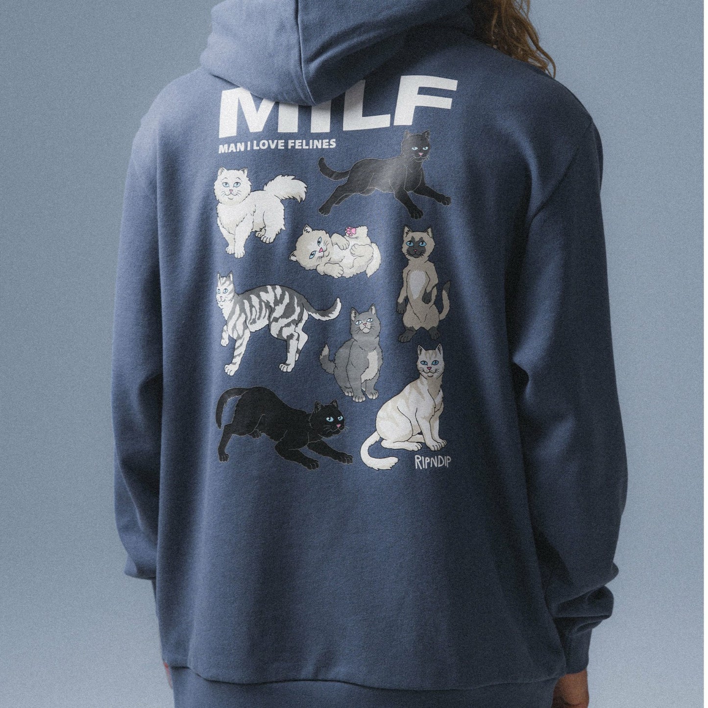 Man I Love Felines Hoodie (Storm Blue) - Ripndip