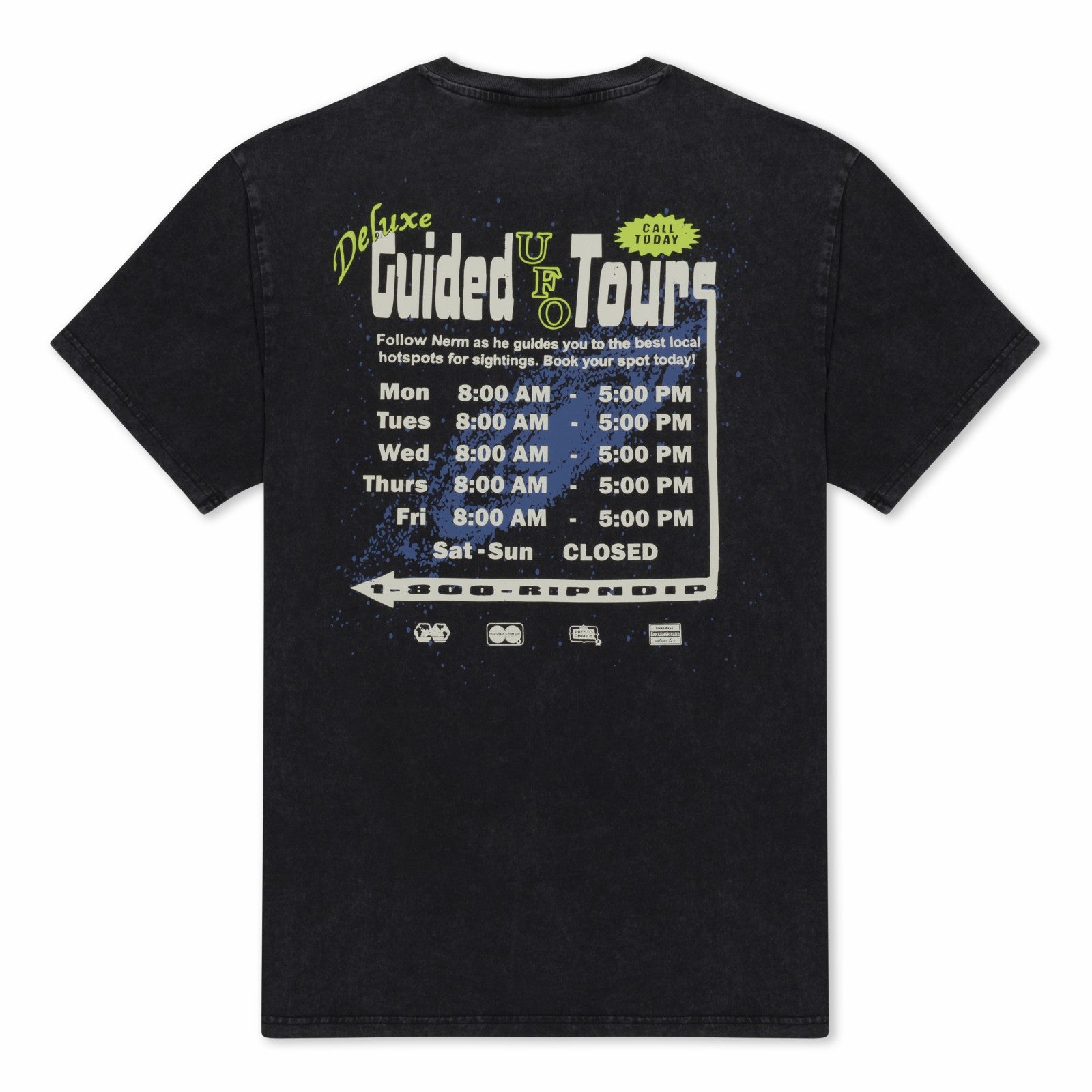 UFO Tours Tee (Black Vintage Wash) - Ripndip