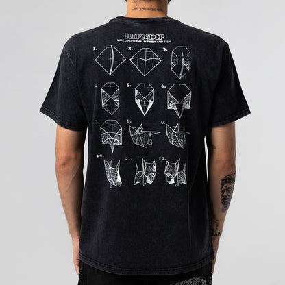 Origami Tee (Black Vintage Wash) - Ripndip