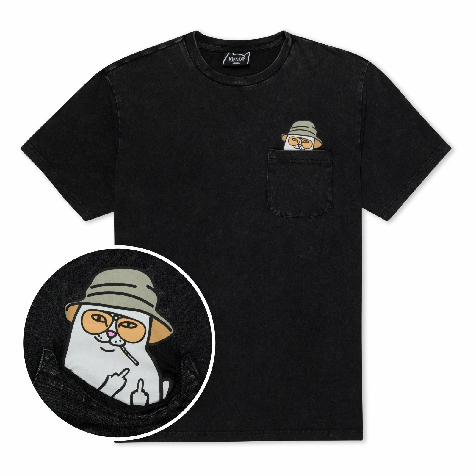 Nermal S Thompson Pocket Tee (Black Mineral Wash) - Ripndip