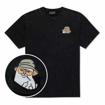 Nermal S Thompson Pocket Tee (Black Mineral Wash) - Ripndip